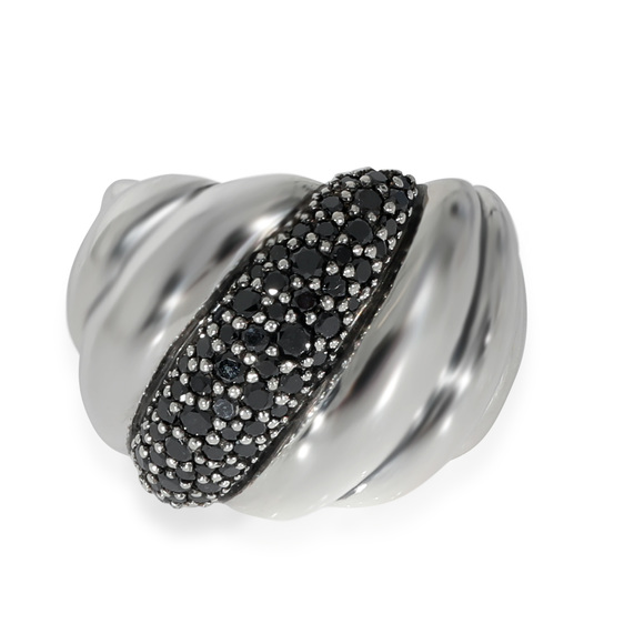 David Yurman Hampton Cable Ring With Black Diamonds in